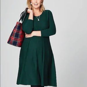 J.Jill Tiered A-Line Sweater Dress Evergreen M